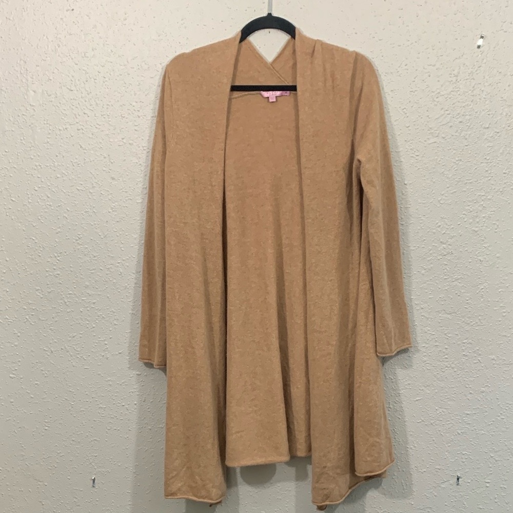 Calypso St. Barth 100% Cashmere Open Cardigan Tan/Camel‎ Ling Sleeve size M